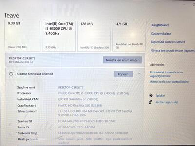 Sülearvuti HP Elitebook 840 G3