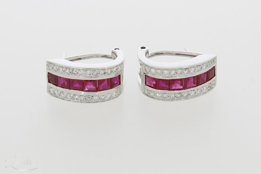 Kuldkõrvarõngad 585* Briljandid 0,48ct + Rubiinid