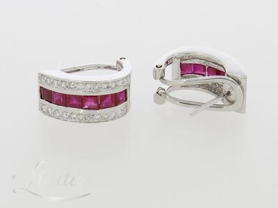 Kuldkõrvarõngad 585* Briljandid 0,48ct + Rubiinid