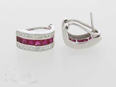 Kuldkõrvarõngad 585* Briljandid 0,48ct + Rubiinid