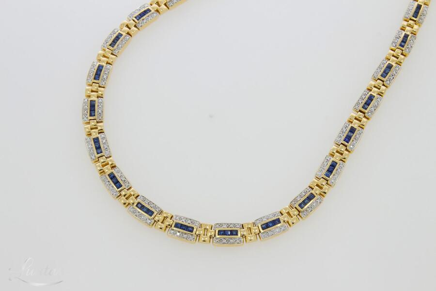 Kuldkaelakett 585* Briljandid 1,36ct + Safiirid