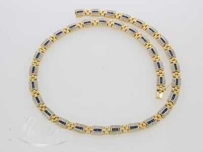 Kuldkaelakett 585* Briljandid 1,36ct + Safiirid