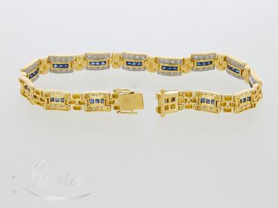 Kuldkäekett 585* Briljandid 1,12ct + Safiirid