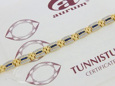 Kuldkäekett 585* Briljandid 1,12ct + Safiirid
