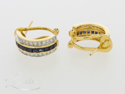 Kuldkõrvarõngad 585* Briljandid 0,52ct + Safiirid