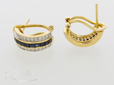 Kuldkõrvarõngad 585* Briljandid 0,52ct + Safiirid