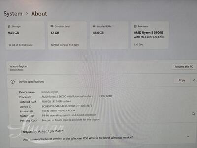 Lauaarvuti Ryzen 5 5600G RTX 3060 48GB RAM 512GB SSD