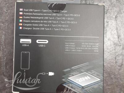 Laadija PRESTICO F11 USB+USB Type-C 20W PD UUS!