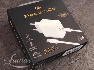 Laadija PRESTICO F8S 1xUSB-C + Juhe USB-C 20W PD valge