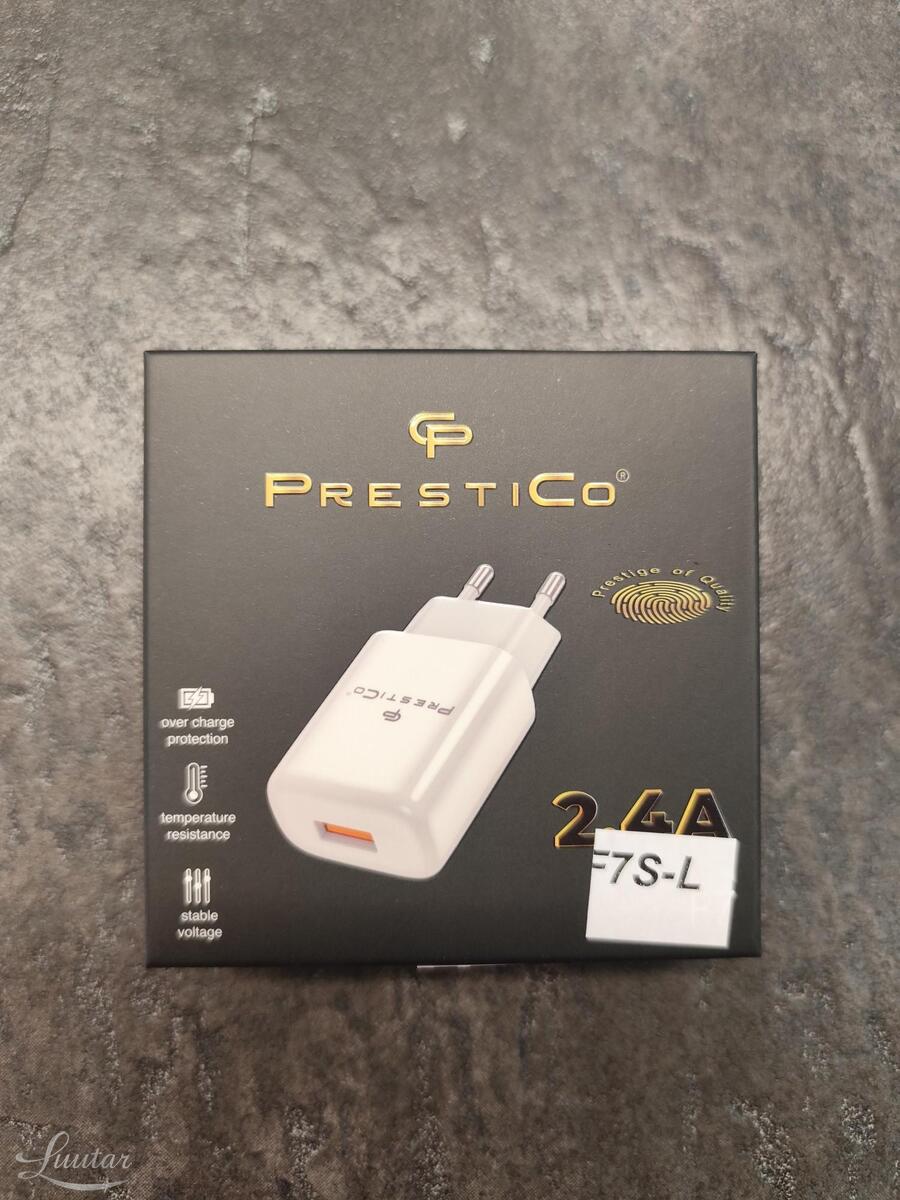 Laadija PRESTICO F7S 1xUSB + Juhe Lightning 2.4A Valge