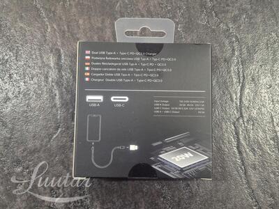 Laadija PRESTICO F11 1xUSB + USB-C QC PD 20W valge
