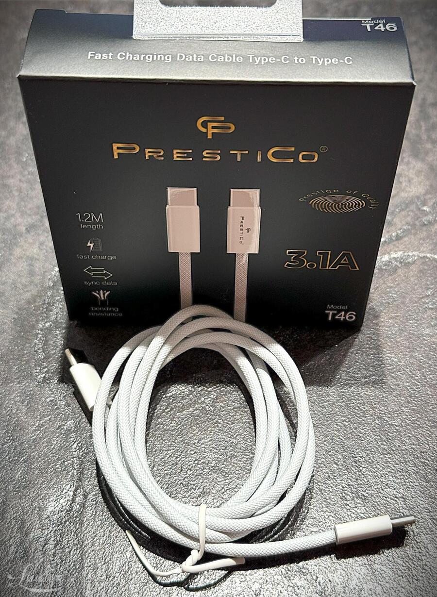 Juhe PRESTICO T-46 USB-C- USB-C PD 1,2M valge