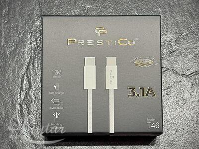 Juhe PRESTICO T-46 USB-C- USB-C PD 1,2M valge