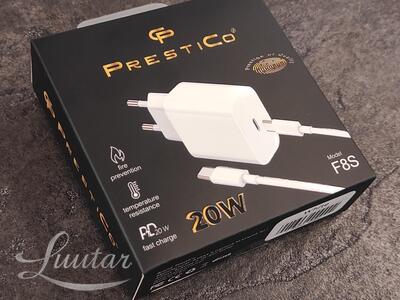 Laadija PRESTICO F8S 1xUSB-C + Juhe USB-C 20W PD valge UUS!