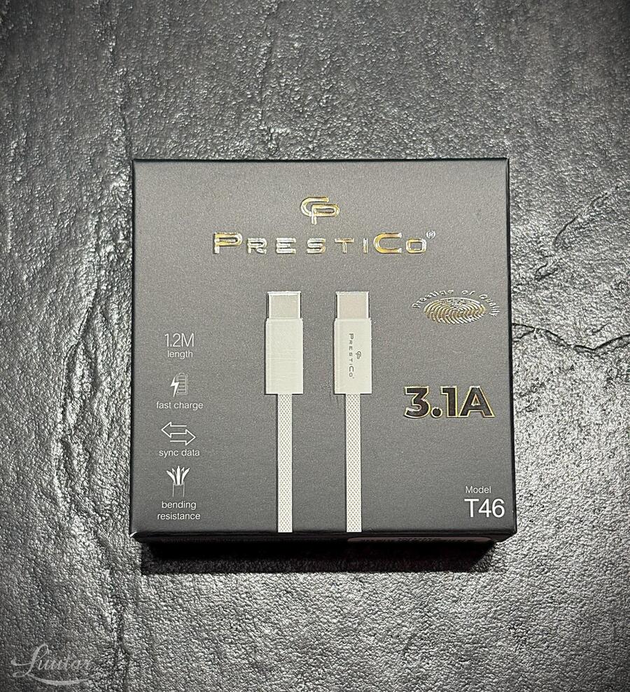 Juhe PRESTICO T46 USB-C - USB-C PD 1.2M valge