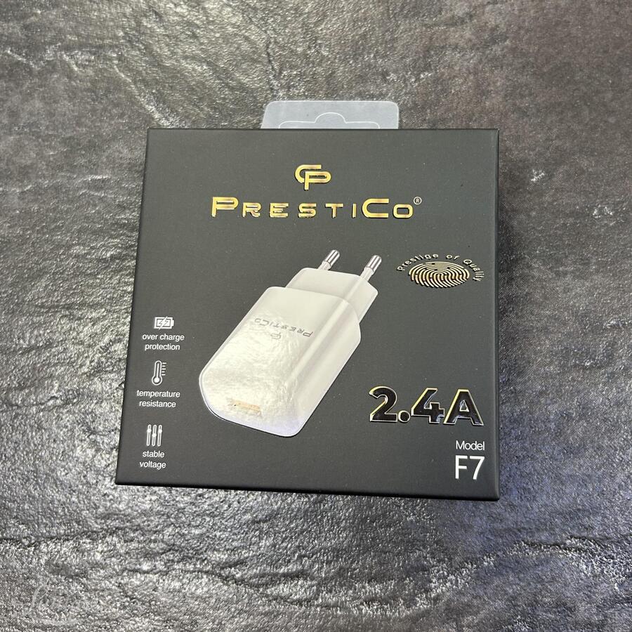 Laadija PRESTICO F7 1xUSB 2.4A valge UUS!