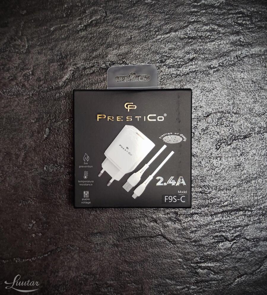Laadija PRESTICO F9S 1xUSB + Juhe USB-C 2.4A UUS!