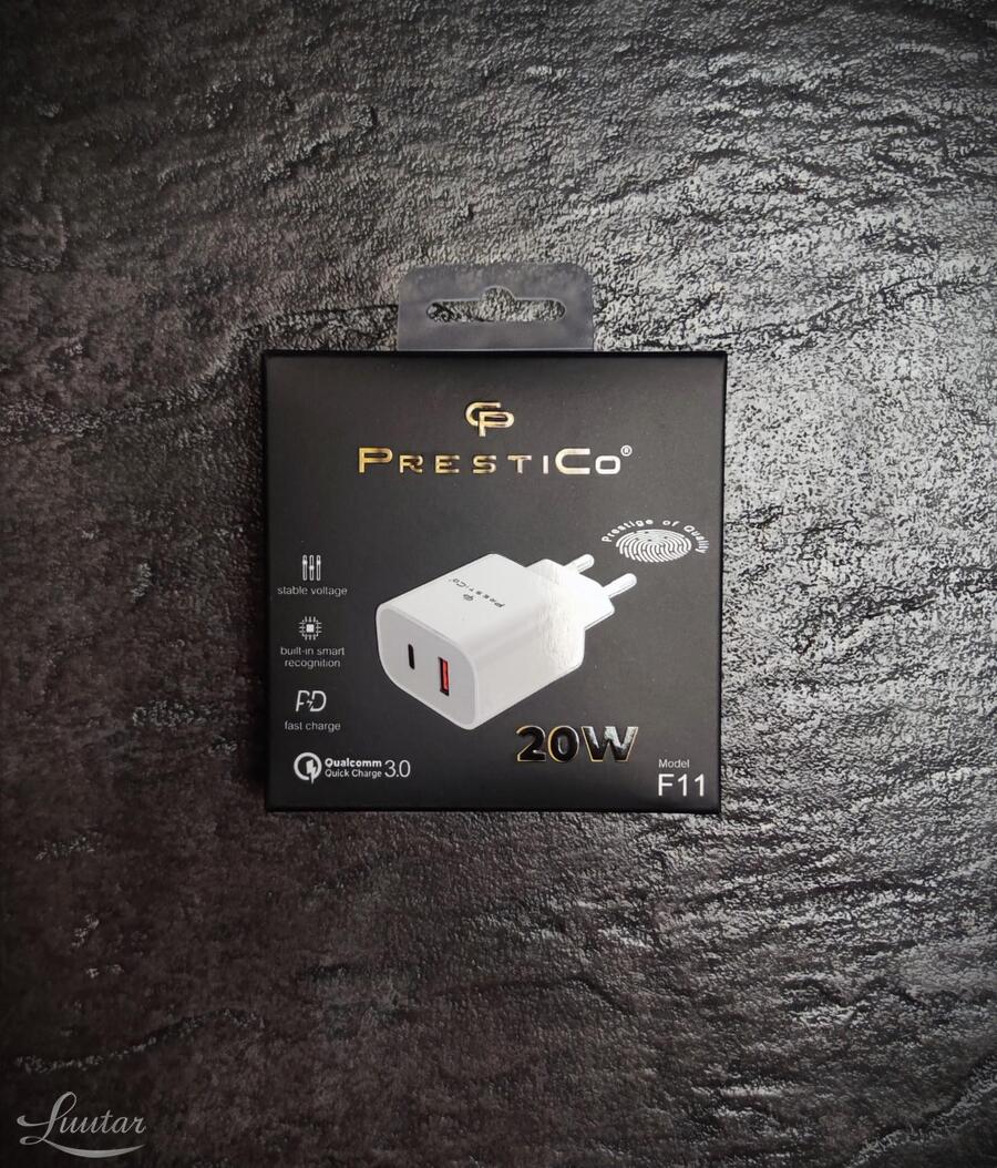 Laadija PRESTICO F11 1xUSB + USB-C QC PD 20W UUS!