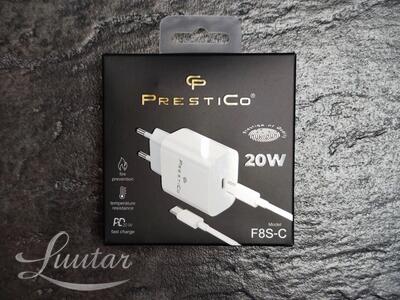 Laadija PRESTICO F8S 1xUSB-C + Juhe USB-C 20W PD