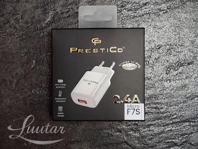Laadija PRESTICO F7S 1xUSB + Juhe microUSB 2.4A
