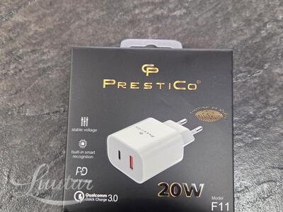 Laadija PRESTICO F11 1xUSB+USB-CQC PD20Wvalge