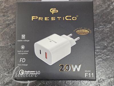 Laadija PRESTICO F11 1xUSB+USB-CQC PD20Wvalge