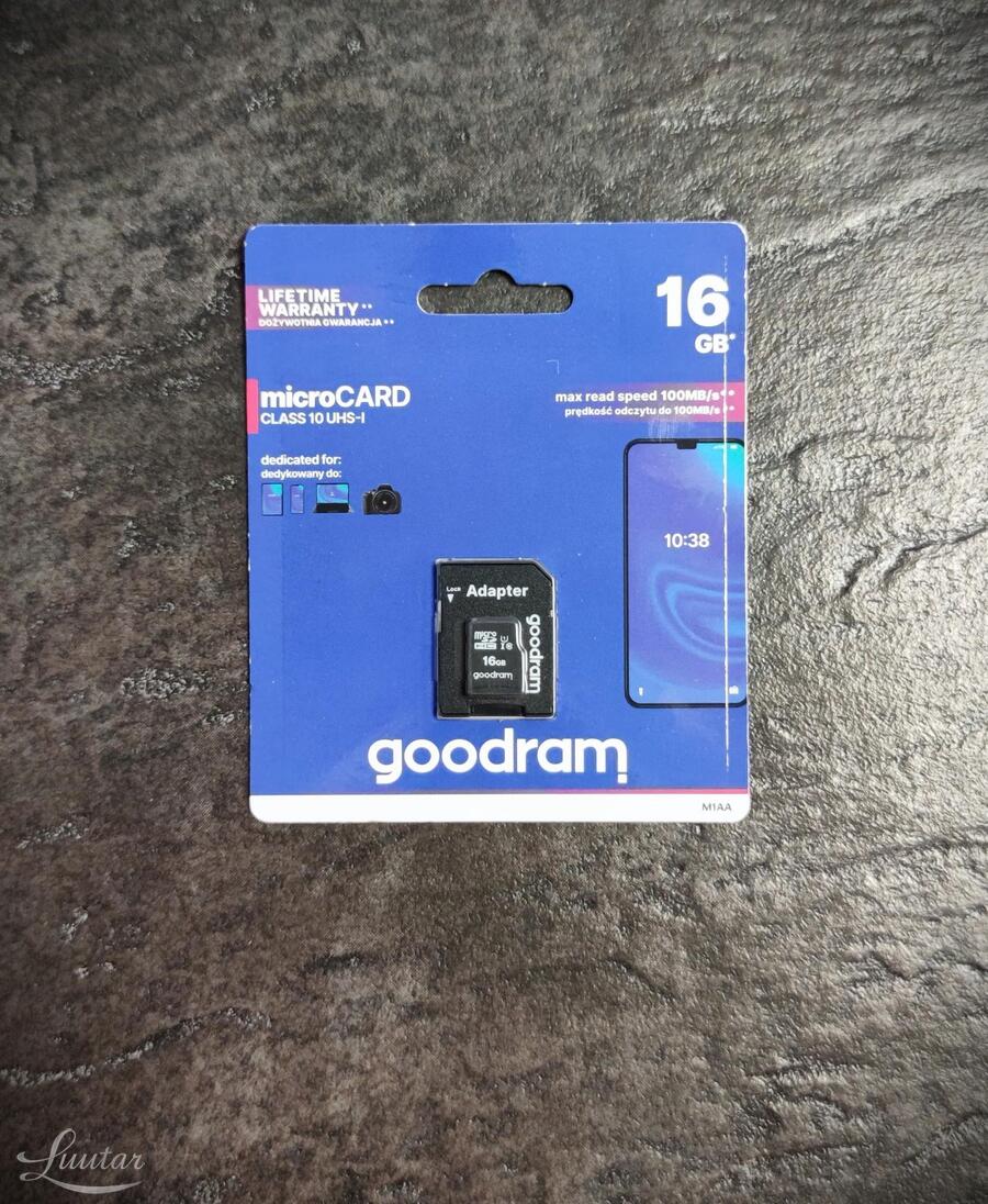 Mälukaart microSD GOODRAM 16GB C10UHS+AD 100MB/s UUS!