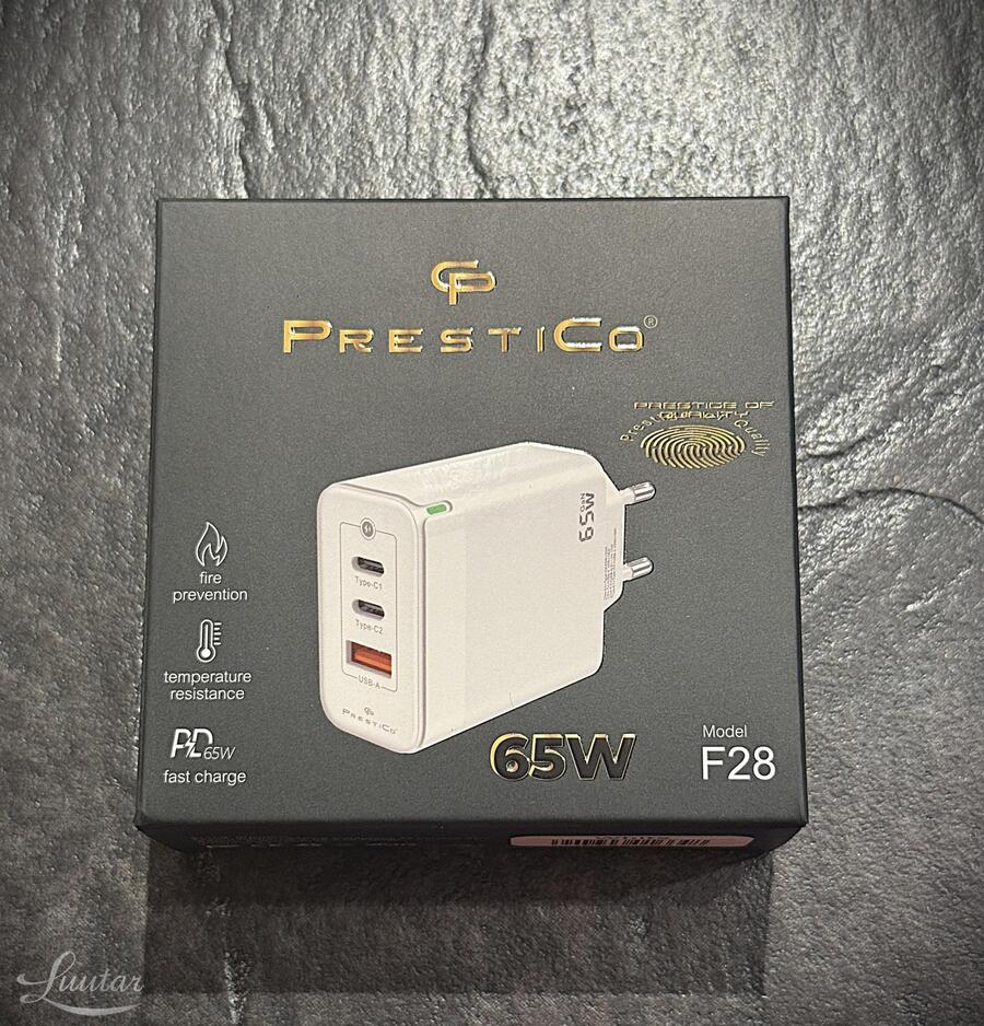 Laadija PRESTICO F28 1xUSB+2xUSB-C 65W 2xPD GaN