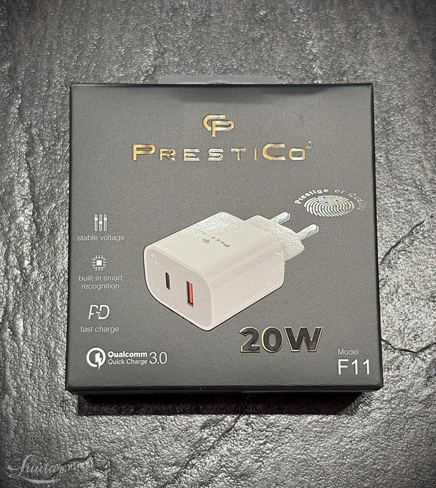 Laadija PRESTICO F11 1xUSB+USB-C QC PD 20w