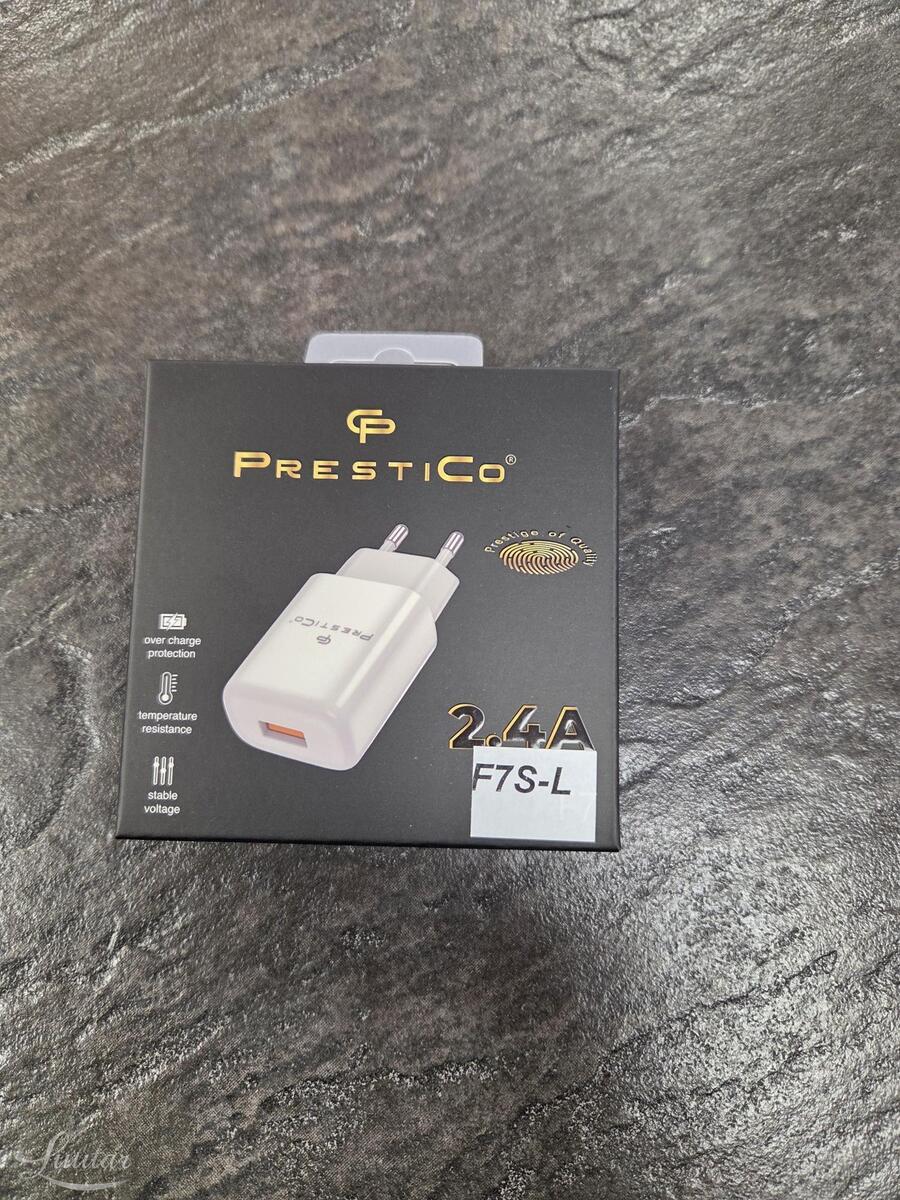 Laadija PRESTICO F7S 1xUSB + Juhe Lightning 2.4A valge