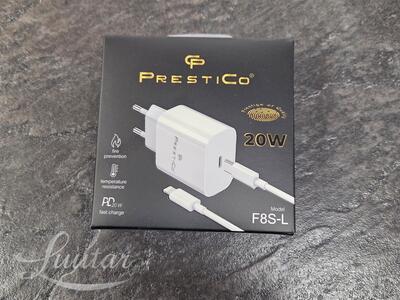 Laadija PRESTICO F8S 1xUSB-C+Juhe Lightning 20W PD valge