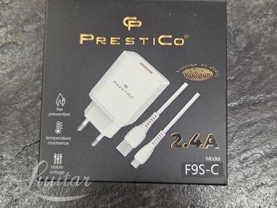 Laadija PRESTICO F9S 1xUSB + Juhe USB Type-C 2.4A 