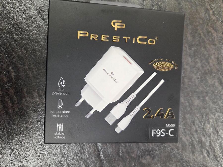 Laadija PRESTICO F9S 1xUSB + Juhe USB Type-C 2.4A 