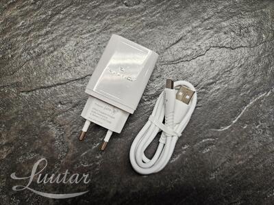 Laadija PRESTICO F9S 1xUSB + Juhe USB-C 2.4A valge
