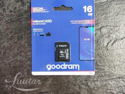Mälukaart microSD GOODRAM 16GB C10UHS+AD 100MB/s UUS!