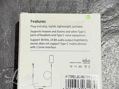 Kõrvaklapid JBC-086A USB-C Valge UUED!