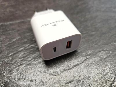 Laadija PRESTICO F11 1xUSB + USB-C QC PD 20W valge UUS!