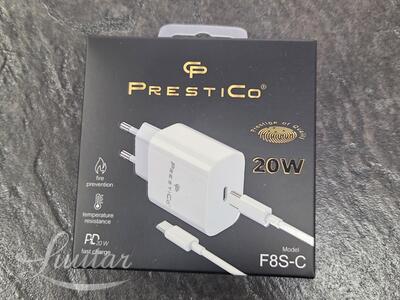Laadija PRESTICO F8S 1xUSB-C+Juhe USB-C20W PD Valge