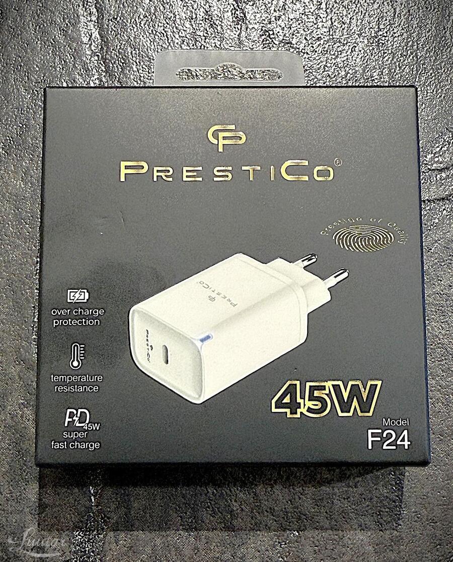 Laadija PRESTICO F24 1xUSB-C 45W PD GaN valge UUS!