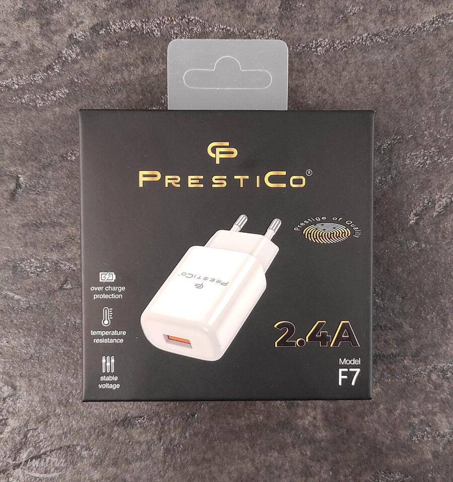 Laadija PRESTICO F7 1xUSB 2.4A valge UUS!