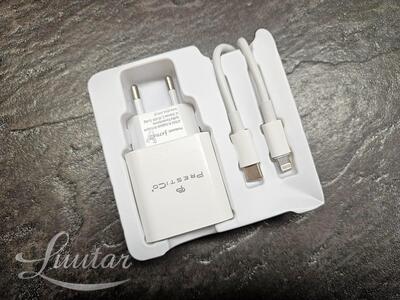 Laadija PRESTICO F8S 1xUSB-C + Juhe Lightning 20W PD valge UUS!