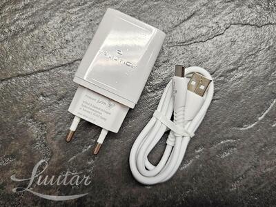Laadija PRESTICO F9S 1xUSB + Juhe USB-C 2.4A valge UUS!