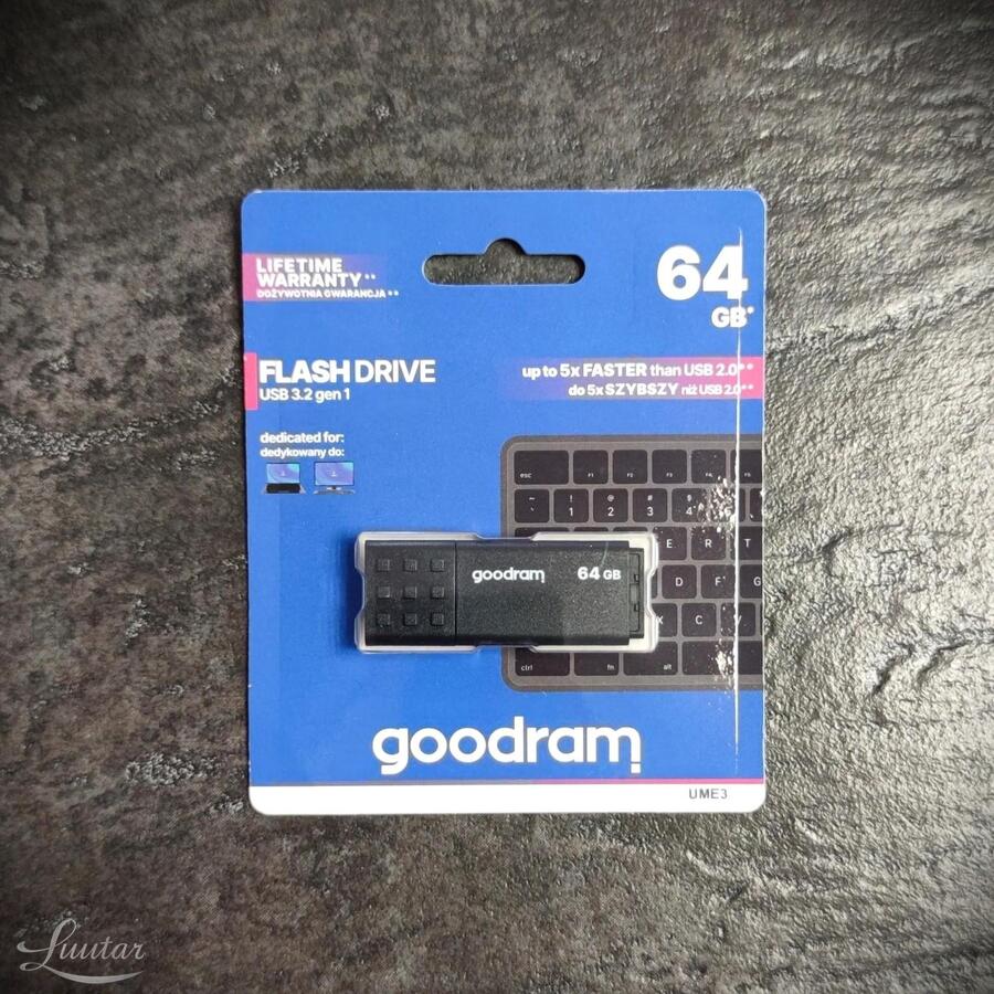 Mälupulk GOODRAM UME3 64GB USB 3.0 Must UUS!