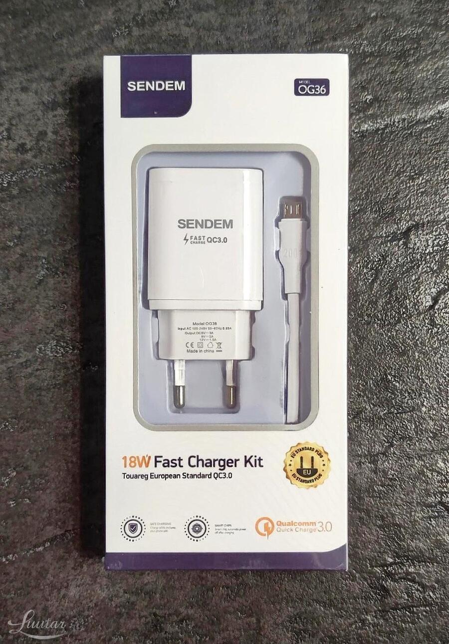 Laadija SENDEM OG36 1xUSB + microUSB QC 3.0 valge UUS!