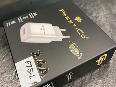Laadija PRESTICO F7S 1xUSB + Juhe Lightning 2.4A valge UUS
