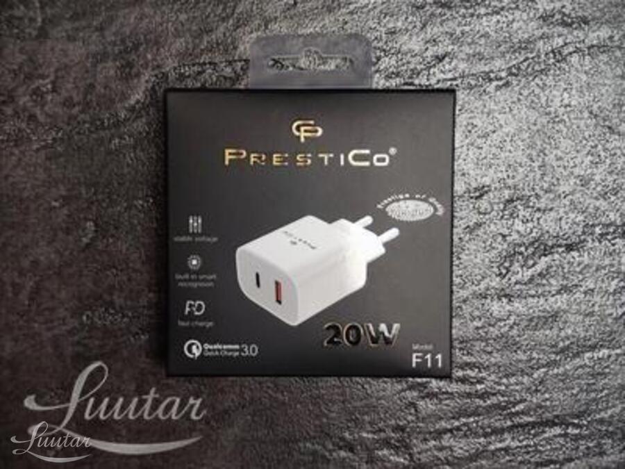 Laadija PRESTICO F11 1xUSB + USB-C QC PD 20W UUS!
