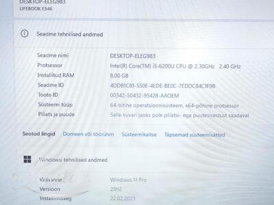 Sülearvuti Fujitsu Lifebook E546