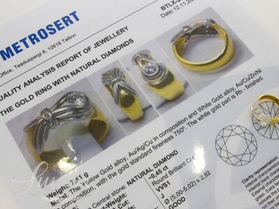 Kuldsõrmus 750* Briljandid 0,45ct 