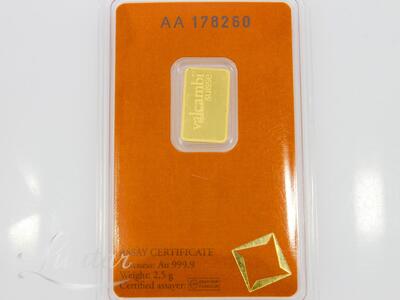 Kuldplaat Valcambi 999* 2,5gr