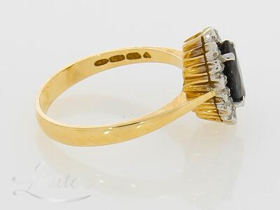 Kuldsõrmus 585* Briljandid+Safiir